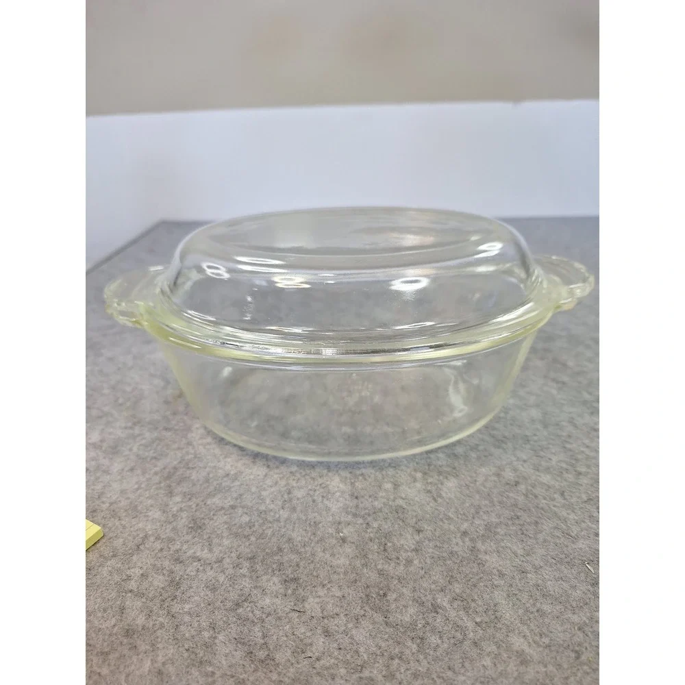 Anchor Hocking Fire-King Clear Glass Oval Casserole Dish with Lid 1.5 Qt 467 USA